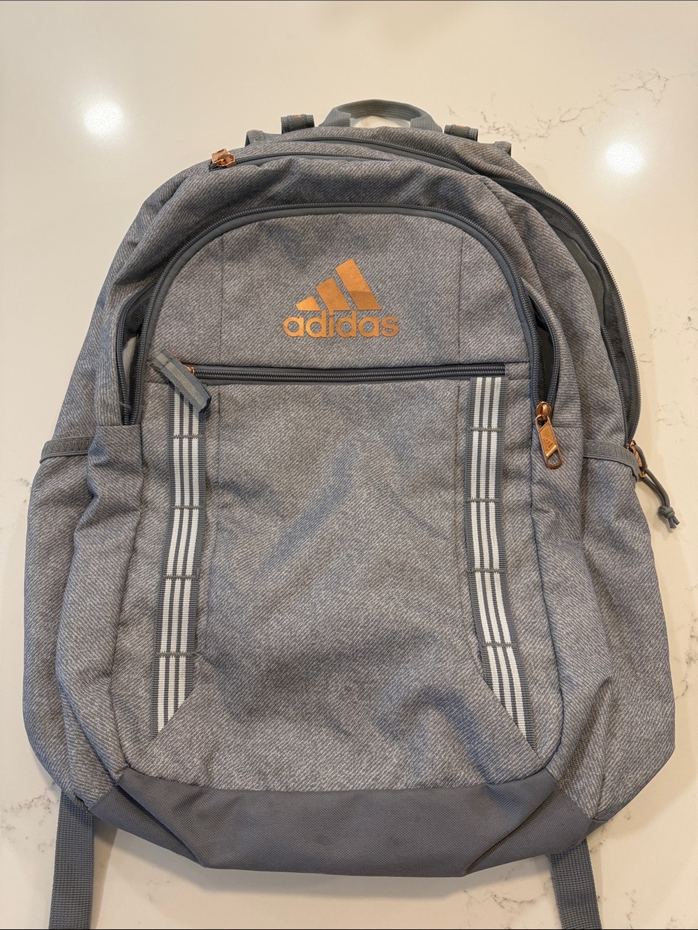 adidas Gray Backpack with Tan Logo Accents